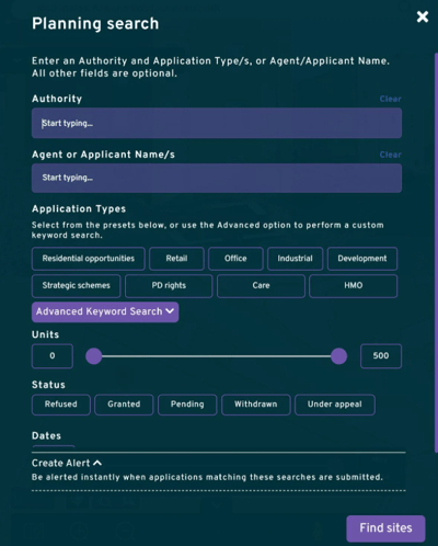 Nimbus Planning Search Alerts