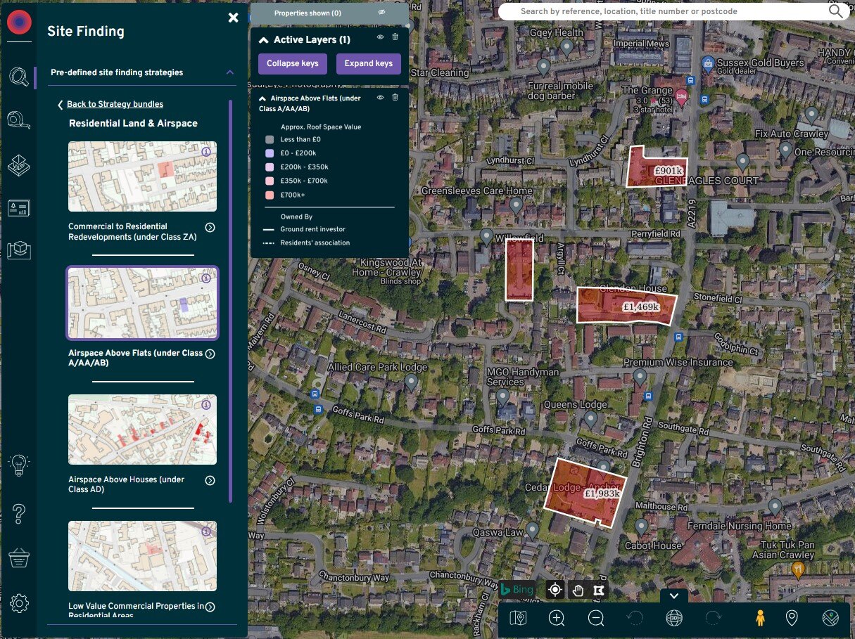 Pre-set site finding airspace